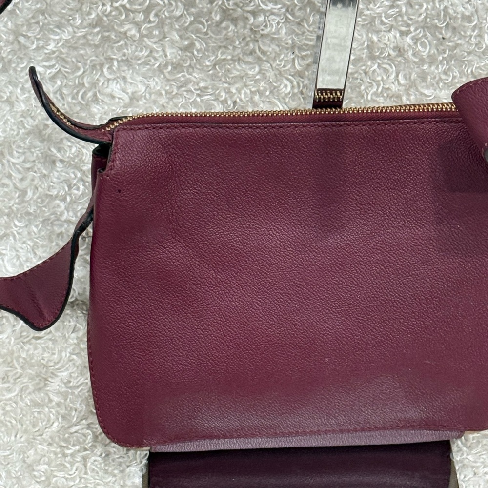 BURBERRY Helmsley Burgundy Leather House Check Adjustable Crossbody Bag - Picture 4 of 16